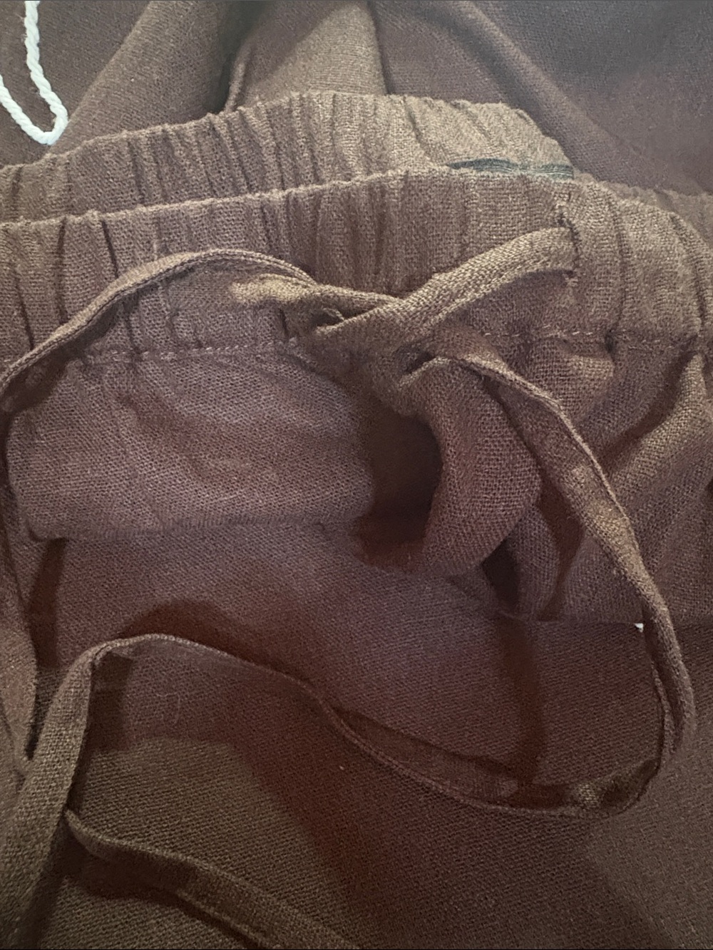 RACHEL ZOE Linen Blend Rich Brown w/ White Appliqué Wide Leg Pants Size M — NWT - Picture 9 of 9
